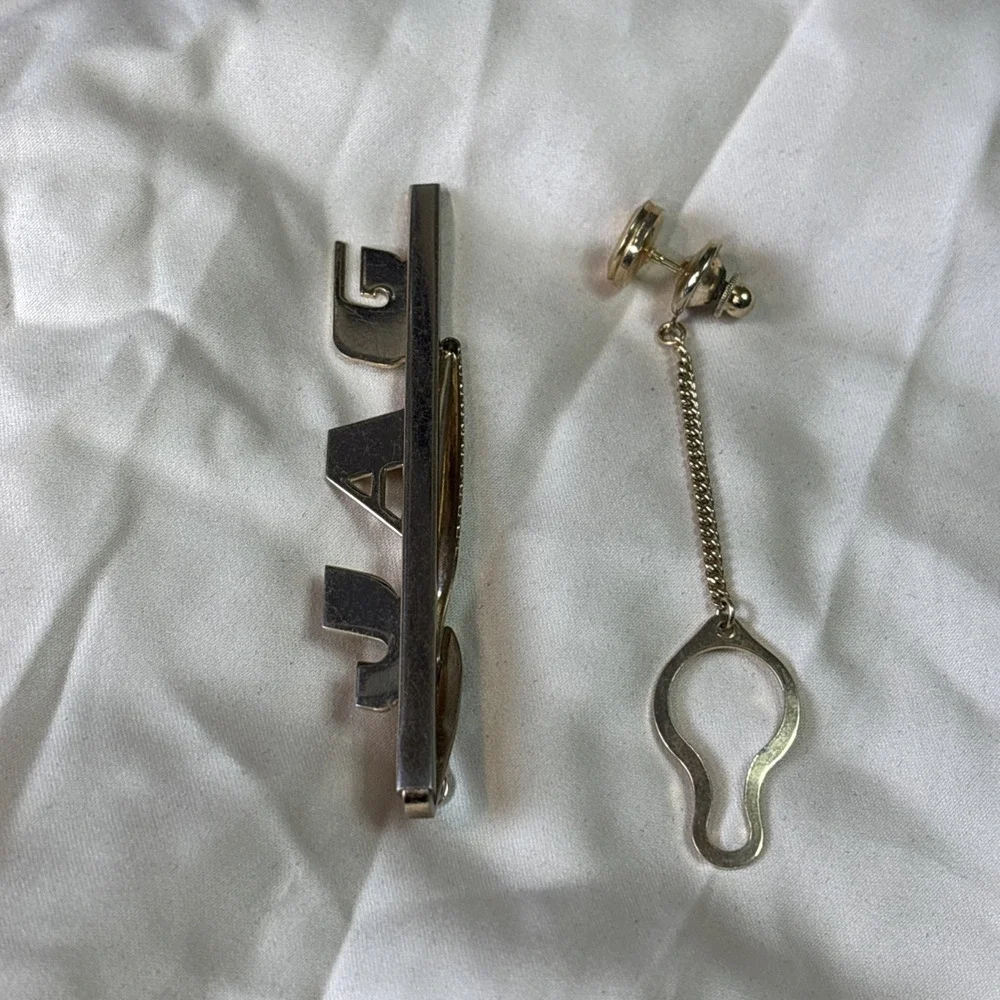 Vintage Hickok USA Tie Clip w/‎ Tie Tack PARTS Repair 2-Piece Lot